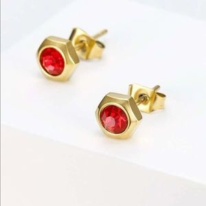 18K Gold Plated Ruby Studs
